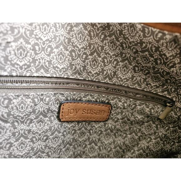 Joy Susan Vegan Leather Brushed Tote Bag Brown EUC - Picture 6 of 16